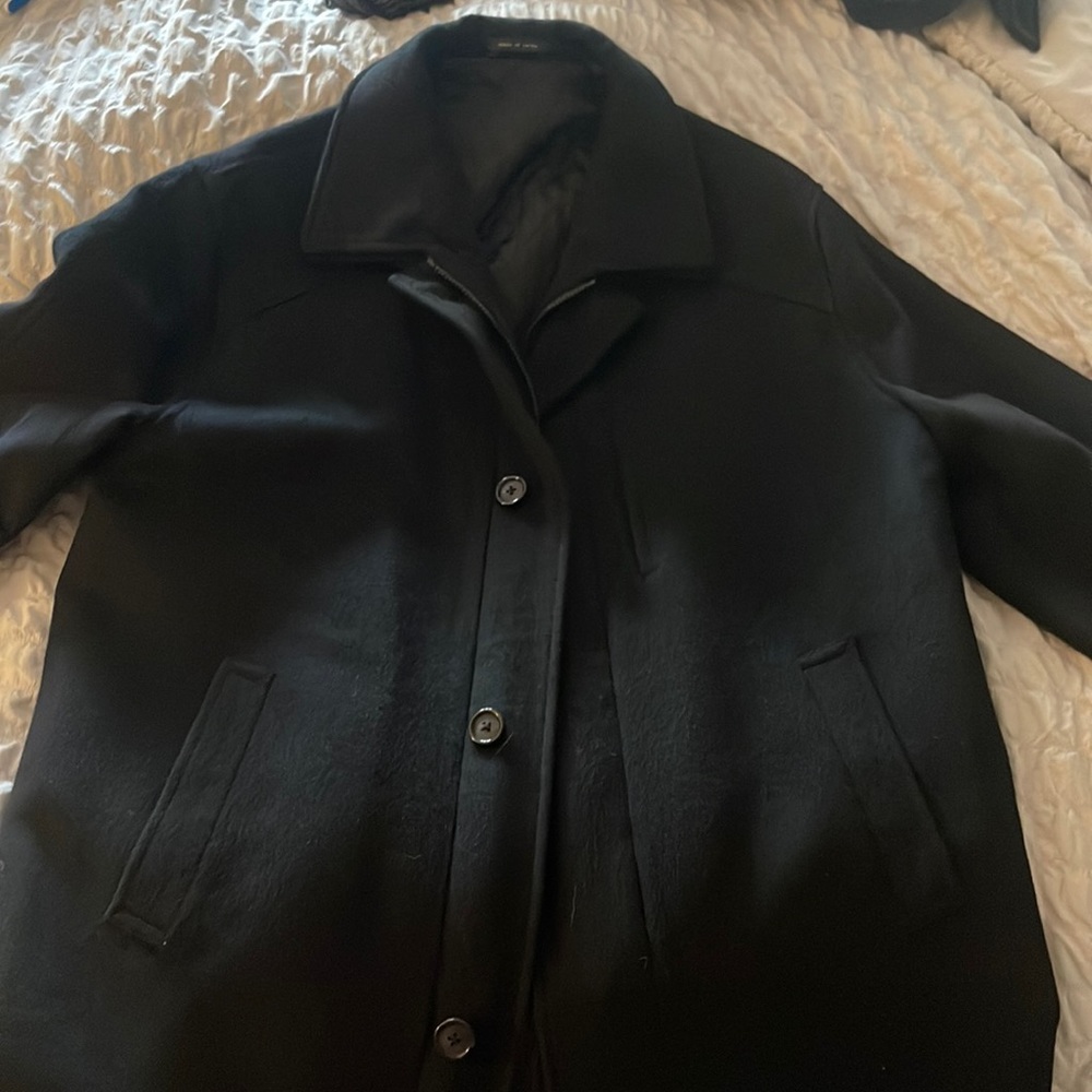 Black Alfani Pea Coat. Size large.